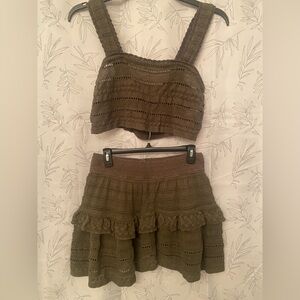 Aerie top and skirt, green, medium